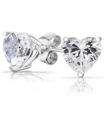 925 Sterling Silver Heart Stud Cubic Zirconia Earrings For Women Girls Teens, 3-8MM CZ Stud Earrings, Martini Snap Setting Ea...