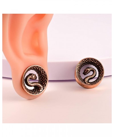 2PCS Cool Snake Hypoallergenic Stainless Steel 0g 2g Plugs Ear Gauges Tunnels Piercing Expander Stretchers Fashion Body Jewel...