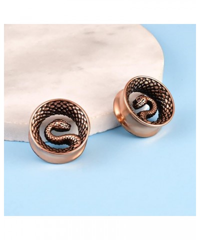 2PCS Cool Snake Hypoallergenic Stainless Steel 0g 2g Plugs Ear Gauges Tunnels Piercing Expander Stretchers Fashion Body Jewel...