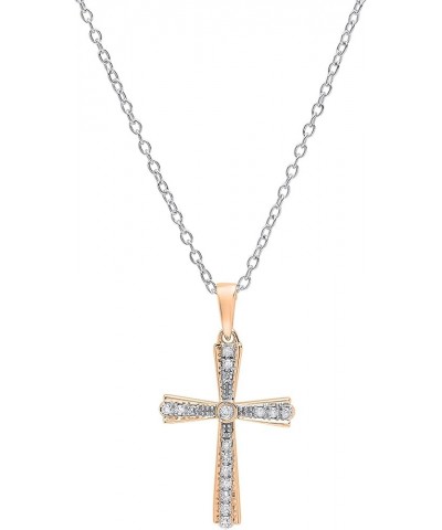 0.15 Carat (ctw) 10K Gold Round Diamond Cross Pendant (Silver Chain Included) Rose Gold $69.74 Necklaces