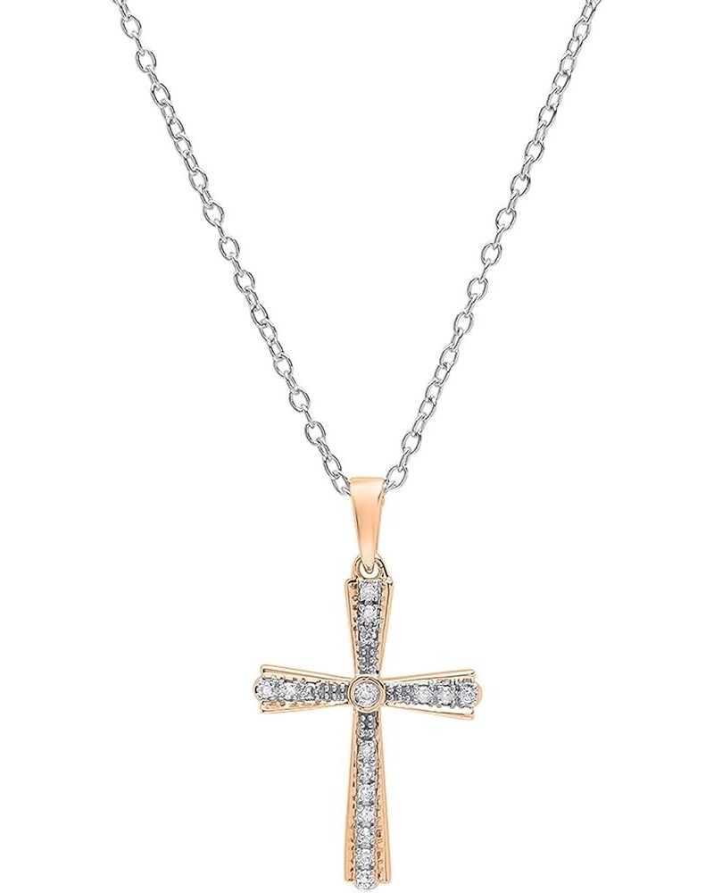 0.15 Carat (ctw) 10K Gold Round Diamond Cross Pendant (Silver Chain Included) Rose Gold $69.74 Necklaces