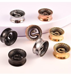 2PCS Cool Snake Hypoallergenic Stainless Steel 0g 2g Plugs Ear Gauges Tunnels Piercing Expander Stretchers Fashion Body Jewel...