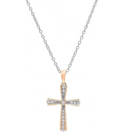 0.15 Carat (ctw) 10K Gold Round Diamond Cross Pendant (Silver Chain Included) Rose Gold $69.74 Necklaces