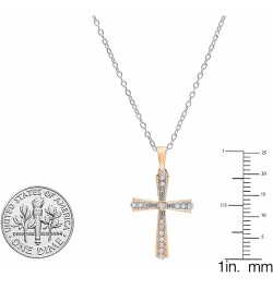 0.15 Carat (ctw) 10K Gold Round Diamond Cross Pendant (Silver Chain Included) Rose Gold $69.74 Necklaces