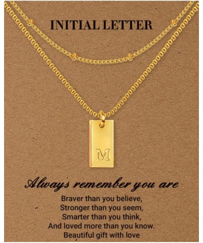 Dainty Gold Initial Necklaces for Women Girls | Trendy Tag Layered Letter Necklace 14K Gold Plated Gift Jewelry Gift Card M $...