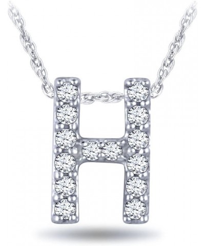 1/20 cttw 925 Sterling Silver Round White Diamond Initial A to Z Alphabet Letter Monogram Pendant Necklace In 18" Chain (1/20...