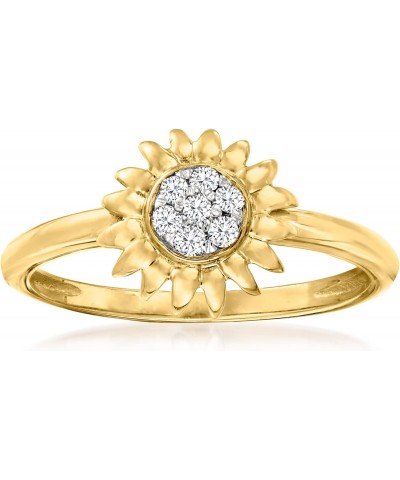 0.10 ct. t.w. Diamond Sunflower Ring in 18kt Gold Over Sterling $48.88 Rings