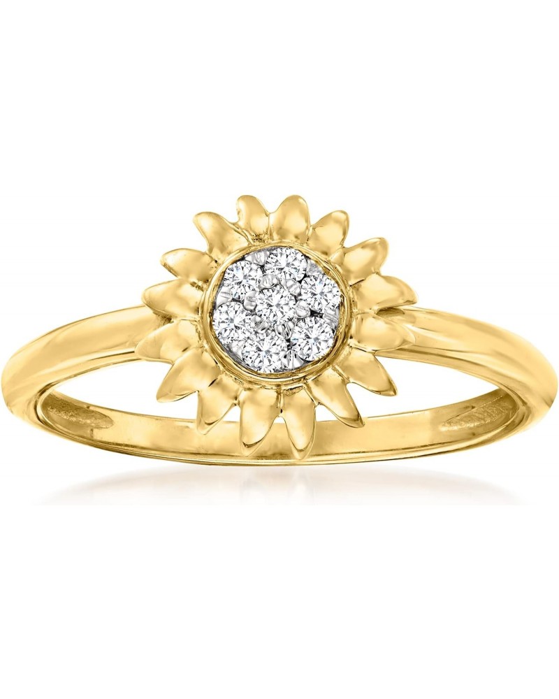 0.10 ct. t.w. Diamond Sunflower Ring in 18kt Gold Over Sterling $48.88 Rings