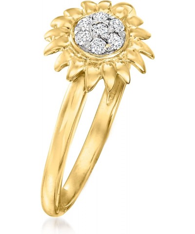 0.10 ct. t.w. Diamond Sunflower Ring in 18kt Gold Over Sterling $48.88 Rings