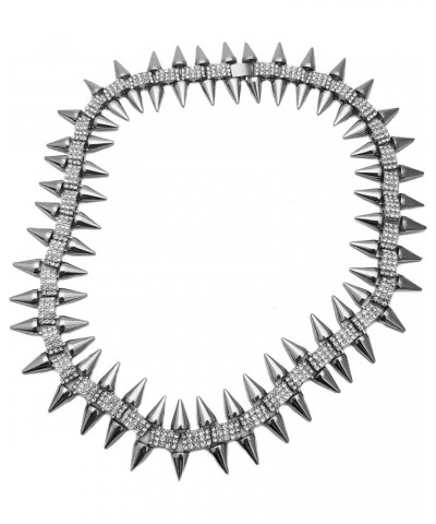 Hip Hop Iced Lab Diamond 30mm 20" Spike Choker Chain Fashion Bling Necklace SILVER $16.42 Necklaces