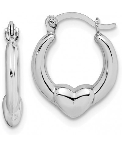 10K White Gold Heart Hollow Hoop Earrings 15mm 13mm style 10ER265 $21.66 Earrings