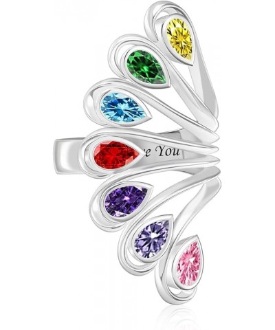 Personalized Birthstone Ring For Mom 925 Sterling Silver Family Rinng For Women Grandma Mother's Day Christmas Jewelry 7 Ston...