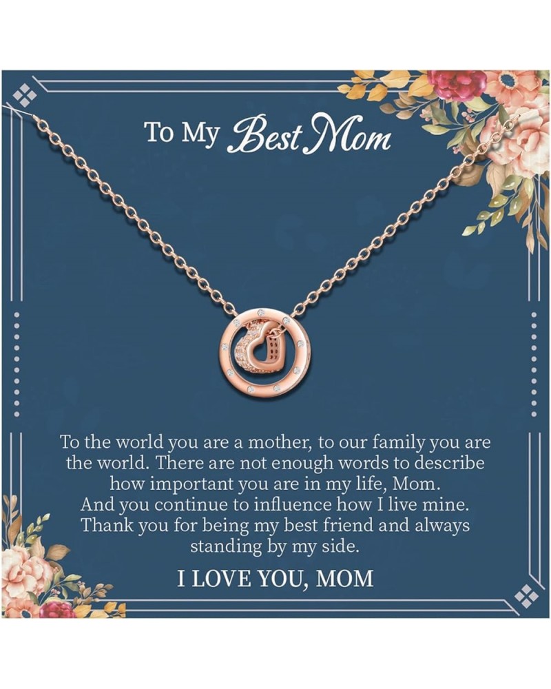 Mother Daughter Necklace, To My Mother Necklace from Daughter, To My Best Mom Necklace, Circle Heart Pendant Necklace Gift fo...