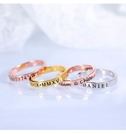 925 Sterling Silver Personalized Stacking Name Ring Silver/Gold/Rose Gold Customized 3 Fonts Engraved Date Year Stackable Rin...