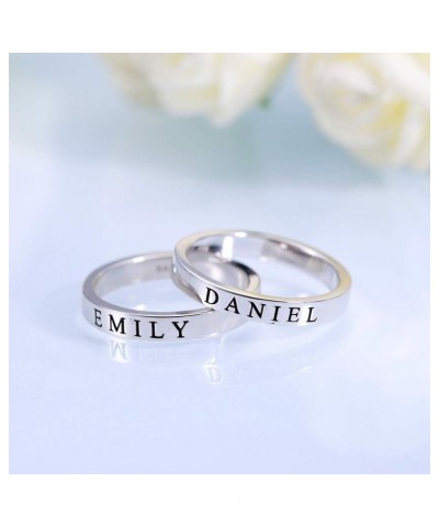 925 Sterling Silver Personalized Stacking Name Ring Silver/Gold/Rose Gold Customized 3 Fonts Engraved Date Year Stackable Rin...