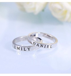 925 Sterling Silver Personalized Stacking Name Ring Silver/Gold/Rose Gold Customized 3 Fonts Engraved Date Year Stackable Rin...