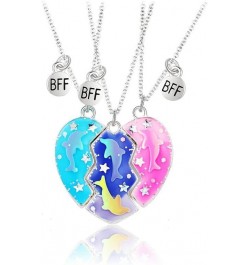 Cute Dolphin Shining Star Pendant Best Friend Necklace Gifts Splice Heart Magnetic Puzzle Matching Friendship Necklace for 3 ...