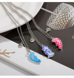 Cute Dolphin Shining Star Pendant Best Friend Necklace Gifts Splice Heart Magnetic Puzzle Matching Friendship Necklace for 3 ...