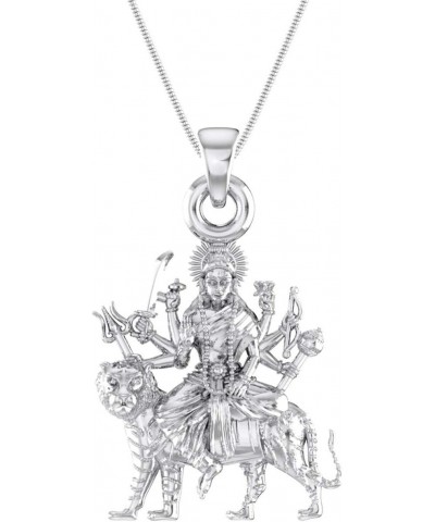 Goddess Durga Maa Pendant for Men & Women Pure Silver Durga Maa Locket for Good Health & Wealth Without Dori $8.24 Pendants