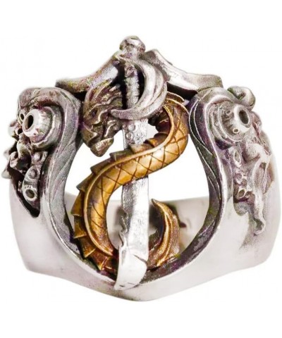 Men's Rings for Men Women Silver plated Brass Ductile Material Open Rings Adjustable Gifts for Boys Girls Dragon Sword Cthulh...