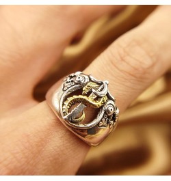 Men's Rings for Men Women Silver plated Brass Ductile Material Open Rings Adjustable Gifts for Boys Girls Dragon Sword Cthulh...