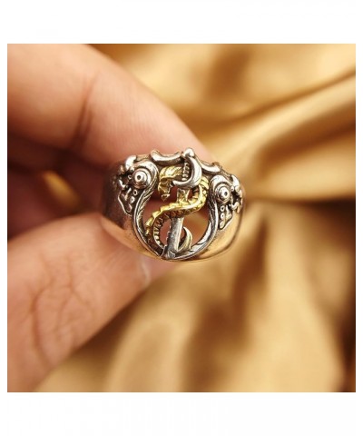 Men's Rings for Men Women Silver plated Brass Ductile Material Open Rings Adjustable Gifts for Boys Girls Dragon Sword Cthulh...