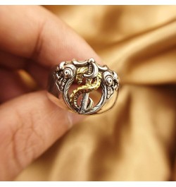 Men's Rings for Men Women Silver plated Brass Ductile Material Open Rings Adjustable Gifts for Boys Girls Dragon Sword Cthulh...