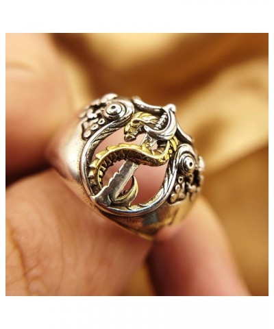 Men's Rings for Men Women Silver plated Brass Ductile Material Open Rings Adjustable Gifts for Boys Girls Dragon Sword Cthulh...