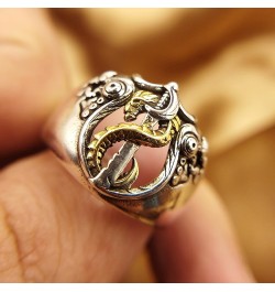 Men's Rings for Men Women Silver plated Brass Ductile Material Open Rings Adjustable Gifts for Boys Girls Dragon Sword Cthulh...