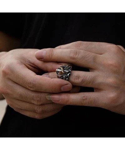 Men's Rings for Men Women Silver plated Brass Ductile Material Open Rings Adjustable Gifts for Boys Girls Dragon Sword Cthulh...