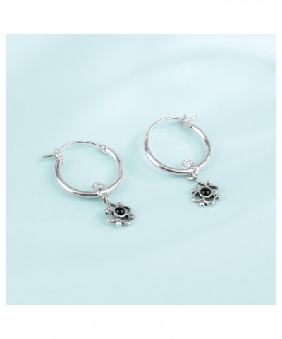 Jewelry Sterling Silver Flower Shaped Dot Snap Down Closure Tube Hoop Earrings Onyx $20.34 Earrings