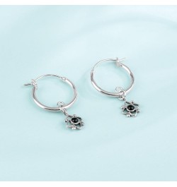 Jewelry Sterling Silver Flower Shaped Dot Snap Down Closure Tube Hoop Earrings Onyx $20.34 Earrings