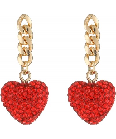 Red and Gold Heart Earrings,Red Puff Heart Earrings,Statement Red Heart Earrings,Great Gift for Women Girls A $10.19 Earrings