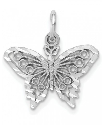 14K White Gold Butterfly Charm Pendant Insect Jewelry $49.32 Pendants