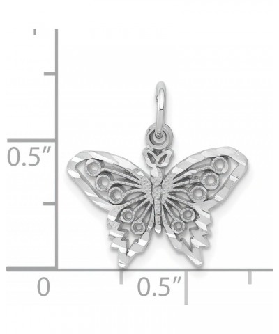 14K White Gold Butterfly Charm Pendant Insect Jewelry $49.32 Pendants