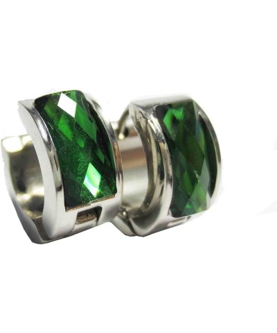 Jewelry Men's and Women's Muticolor Crystal Stainless Steel Studs Hoop Earrings Silver Green $8.12 Earrings