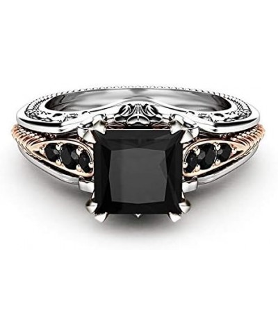 Black Gem Vintage Ring 925 Silver Cut Black Onyx Ring Marcasite Black Cubic Zirconia Rings CZ Cocktail Rings Rose Hollow Zirc...