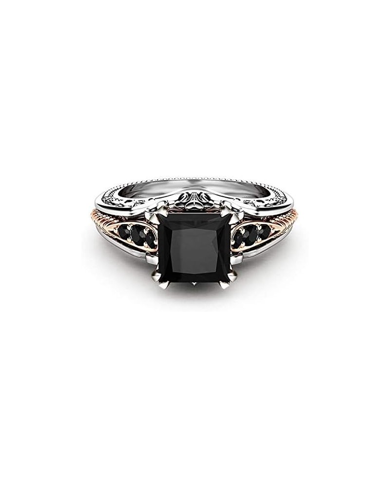 Black Gem Vintage Ring 925 Silver Cut Black Onyx Ring Marcasite Black Cubic Zirconia Rings CZ Cocktail Rings Rose Hollow Zirc...