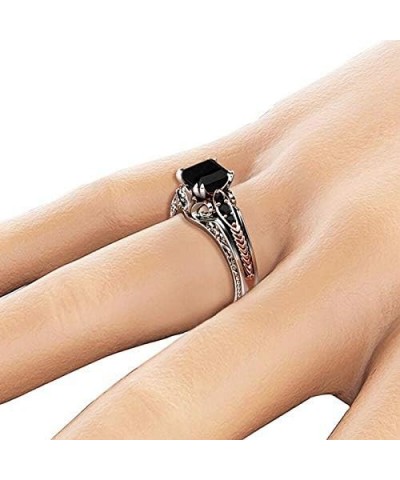 Black Gem Vintage Ring 925 Silver Cut Black Onyx Ring Marcasite Black Cubic Zirconia Rings CZ Cocktail Rings Rose Hollow Zirc...