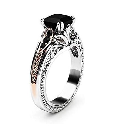 Black Gem Vintage Ring 925 Silver Cut Black Onyx Ring Marcasite Black Cubic Zirconia Rings CZ Cocktail Rings Rose Hollow Zirc...