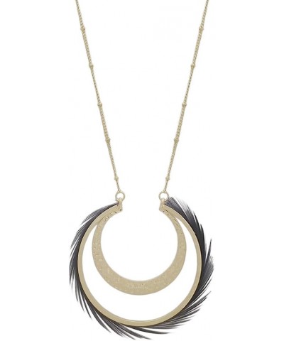 Women's Crescent Moon and Feather Circle Statement Necklace, 30-33 $10.12 Necklaces