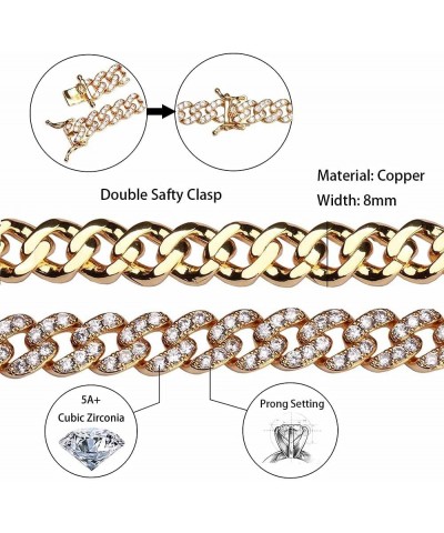 8mm Gold Plated CZ Iced Miami Cuban Link Anklet Bracelet Womens Bling Fashion Hip Hop Party Foot Jewelry Gift Rose Gold-10inc...