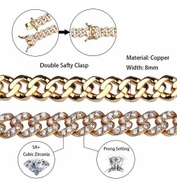 8mm Gold Plated CZ Iced Miami Cuban Link Anklet Bracelet Womens Bling Fashion Hip Hop Party Foot Jewelry Gift Rose Gold-10inc...