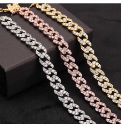 8mm Gold Plated CZ Iced Miami Cuban Link Anklet Bracelet Womens Bling Fashion Hip Hop Party Foot Jewelry Gift Rose Gold-10inc...