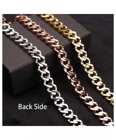 8mm Gold Plated CZ Iced Miami Cuban Link Anklet Bracelet Womens Bling Fashion Hip Hop Party Foot Jewelry Gift Rose Gold-10inc...