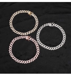 8mm Gold Plated CZ Iced Miami Cuban Link Anklet Bracelet Womens Bling Fashion Hip Hop Party Foot Jewelry Gift Rose Gold-10inc...