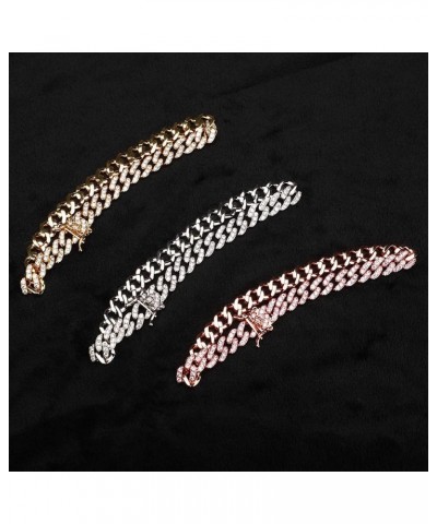 8mm Gold Plated CZ Iced Miami Cuban Link Anklet Bracelet Womens Bling Fashion Hip Hop Party Foot Jewelry Gift Rose Gold-10inc...