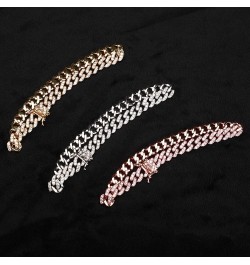 8mm Gold Plated CZ Iced Miami Cuban Link Anklet Bracelet Womens Bling Fashion Hip Hop Party Foot Jewelry Gift Rose Gold-10inc...