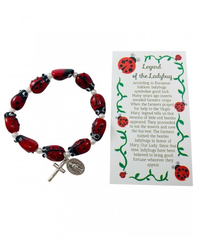 Ladybug Rosary Bracelet Legend of Our Lady's Bug Catholic Adjustable Ladies Jewelry Accessory with Holy Card $9.43 Bracelets