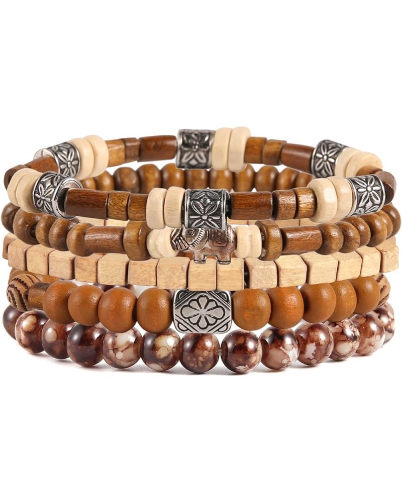 Wrap Bracelets Men Women, Hemp Cords Wood Beads Ethnic Tribal Bracelets, Leather Wristbands Elephant $7.94 Bracelets